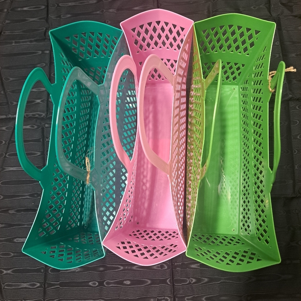 Ashland Pink and Green Mesh Tote Set - Picture 2 of 10